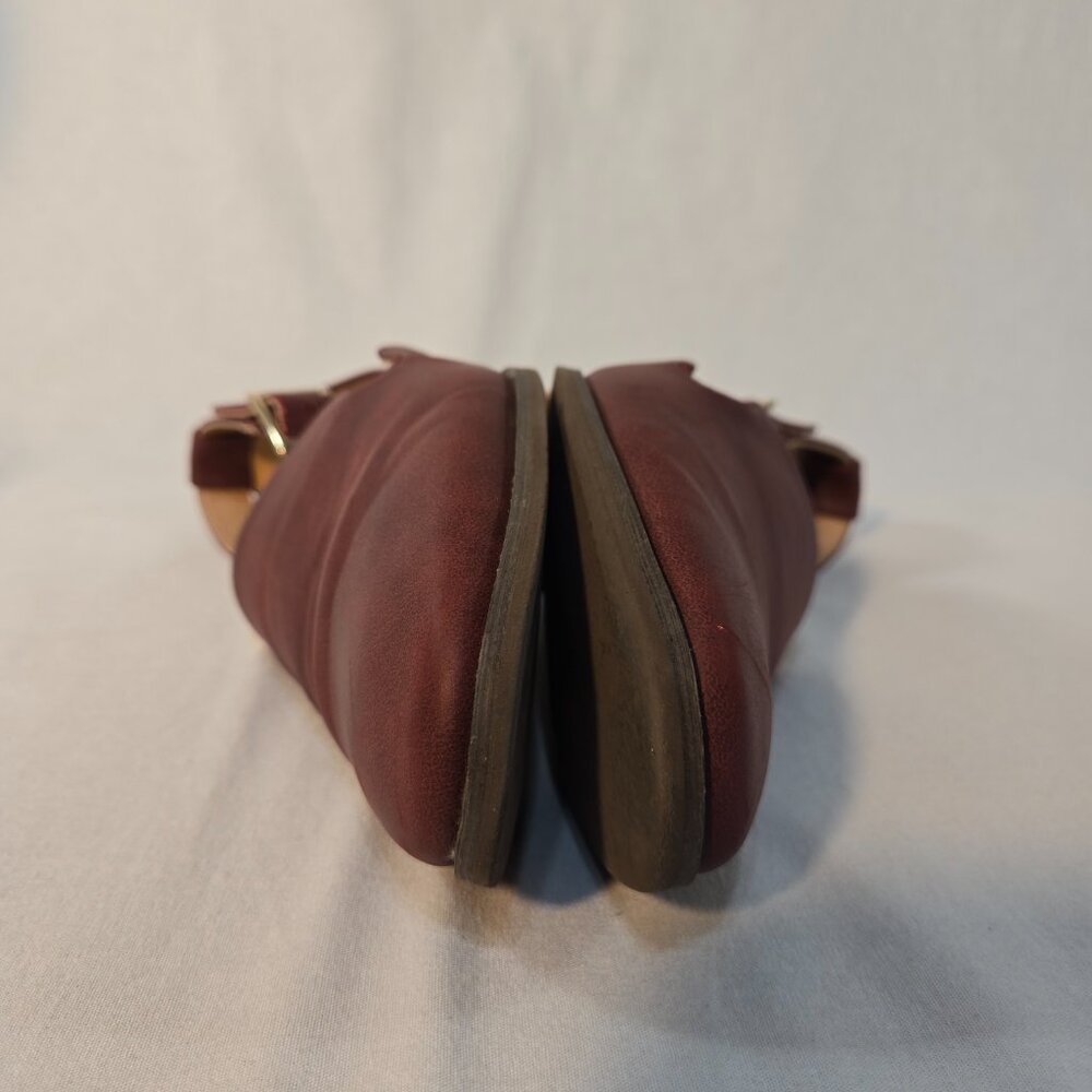 JOURNEE COLLECTION LORETA Wine Vegan Leather Ankle Strap Loafer Flat Shoe Size 8 - Picture 9 of 16